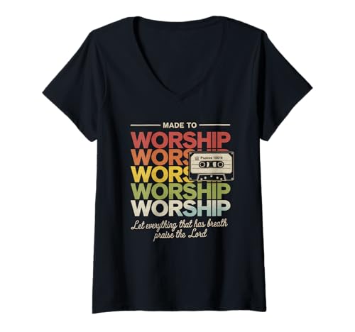 Damen Jesus Tshirt Herren Damen Christentum Christ Cross Kreuz T-Shirt mit V-Ausschnitt von Jesus Geschenk Christentum Bibel Kirche God Gott