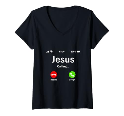 Damen Jesus is Calling – Lustiges christliches Geschenk T-Shirt mit V-Ausschnitt Damen Jesus is Calling – Lustiges christliches Geschenk T-Shirt mit V-Ausschnitt von Jesus Is Calling - Funny Jesus Christian Gift