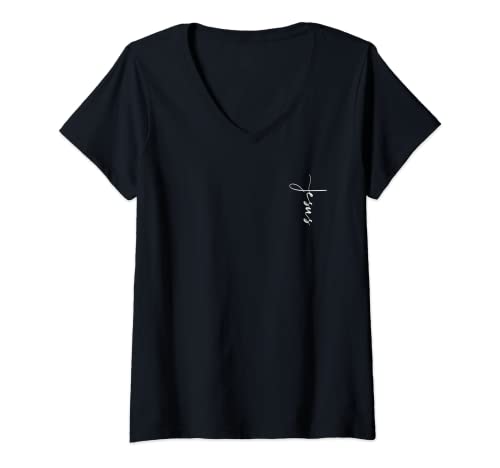 Damen Jesuskreuz - Christlich T-Shirt mit V-Ausschnitt Damen Jesuskreuz - Christlich T-Shirt mit V-Ausschnitt von Jesus Kreuz Geschenke für Christen
