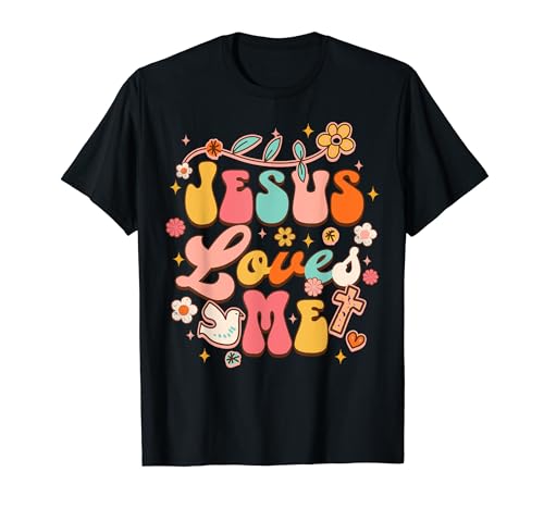 Jesus liebt mich, fetziges christliches Gottliebhaber, religiöses Baby T-Shirt von Jesus Loves Me Groovy Christian God Lover Baby