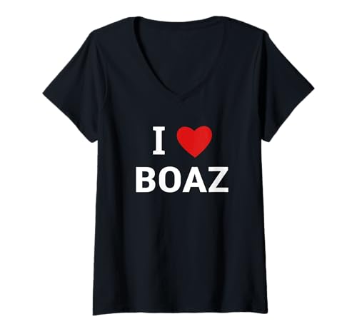 Damen I Love Boaz Study of Ruth Bibelvers T-Shirt mit V-Ausschnitt Damen I Love Boaz Study of Ruth Bibelvers T-Shirt mit V-Ausschnitt von Jesus Loves You Christian Faith Inc.