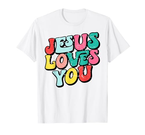 Jesus Loves You Retro Vintage Stil Grafik Herren Damen T-Shirt Jesus Loves You Retro Vintage Stil Grafik Herren Damen T-Shirt von Jesus Loves You christian motivec