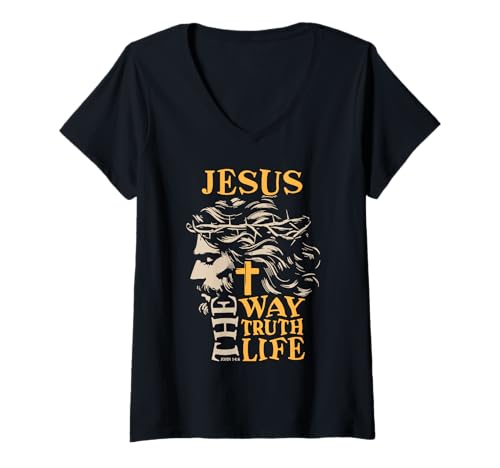 Damen Jesus On The Path Truth Life Christian John 14:6 Bibelvers T-Shirt mit V-Ausschnitt Damen Jesus On The Path Truth Life Christian John 14:6 Bibelvers T-Shirt mit V-Ausschnitt von Jesus On The Path Truth Life Christian John 14:6