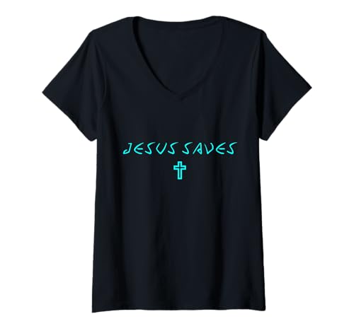 Damen Jesus rettet Kreuz Subtle Christian Minimal Faith Zitat T-Shirt mit V-Ausschnitt Damen Jesus rettet Kreuz Subtle Christian Minimal Faith Zitat T-Shirt mit V-Ausschnitt von Jesus Saves Cross Subtle Christian Products