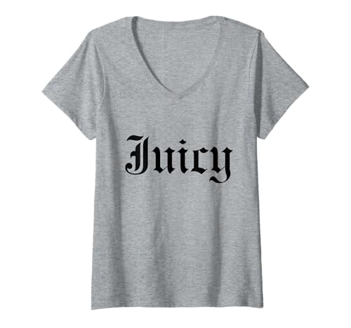Damen Provokatives Urban Rap-Design. Juicy T-Shirt mit V-Ausschnitt Damen Provokatives Urban Rap-Design. Juicy T-Shirt mit V-Ausschnitt von Jesus Saves I Spend - Rap World Statement