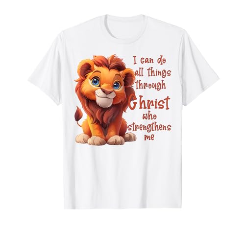 Süßes Löwenbaby für Kinder, ich kann Alles durch Christus tun T-Shirt von Jesus Shirts Apparel And Accessories
