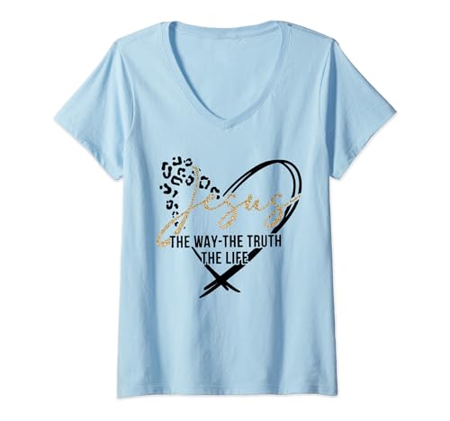 Damen Jesus The Way The Truth The Life, Jesus, Leopard Gepard T-Shirt mit V-Ausschnitt Damen Jesus The Way The Truth The Life, Jesus, Leopard Gepard T-Shirt mit V-Ausschnitt von Jesus The Way The Truth The Life, Jesus