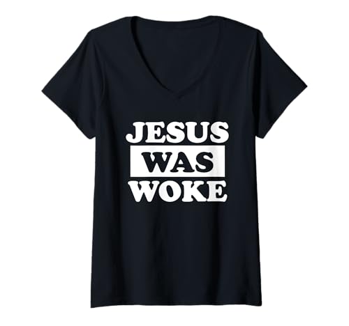 Damen Jesus wurde aufgewacht Lustig für Männer und Frauen T-Shirt mit V-Ausschnitt Damen Jesus wurde aufgewacht Lustig für Männer und Frauen T-Shirt mit V-Ausschnitt von Jesus Was Woke Tees