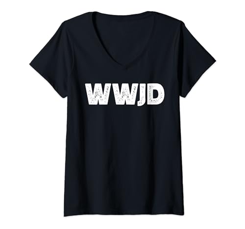 Damen WWJD What Would Jesus Do Christian T-Shirt mit V-Ausschnitt Damen WWJD What Would Jesus Do Christian T-Shirt mit V-Ausschnitt von Jesus Wear