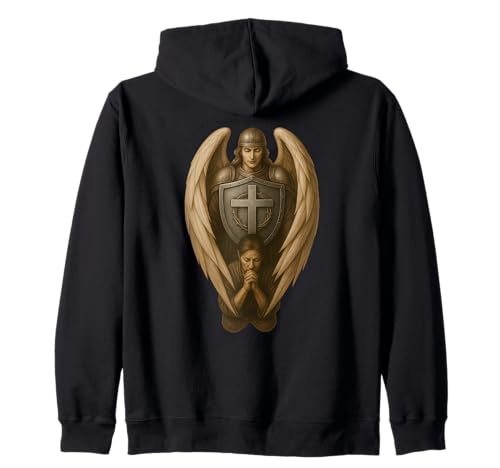 Angel Guarding Woman in Prayer Christian Praying Mother Kapuzenjacke von Jesus is God Store
