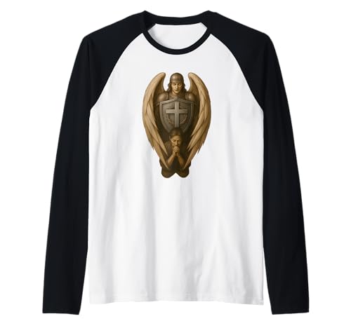Angel Guarding Woman in Prayer Christian Praying Mother Raglan von Jesus is God Store