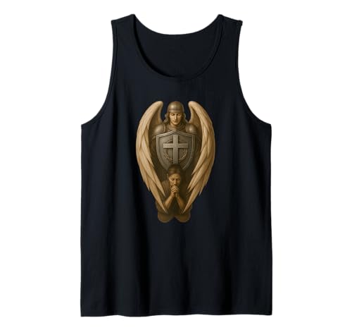 Angel Guarding Woman in Prayer Christian Praying Mother Tank Top von Jesus is God Store