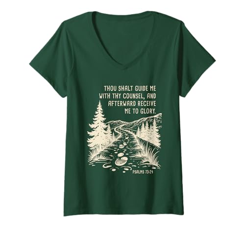 Damen Thou Shalt Guide Me – Psalms 73:24 Christian Faith Camping T-Shirt mit V-Ausschnitt Damen Thou Shalt Guide Me – Psalms 73:24 Christian Faith Camping T-Shirt mit V-Ausschnitt von Jesus is My Compass: Christian Faith Camping