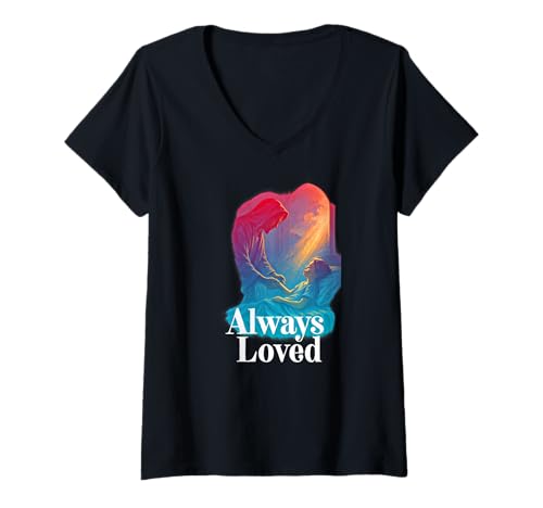 Damen Weg nach Emmaus: Andachtsvolle christliche Kunst Jesus tröstet T-Shirt mit V-Ausschnitt von Jesus is the Answer