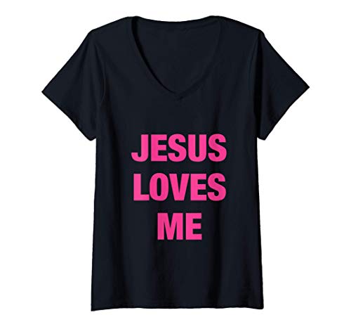 Damen Jesus Lustige Sprüche Jesus liebt mich Fashion Geschenke T-Shirt mit V-Ausschnitt Damen Jesus Lustige Sprüche Jesus liebt mich Fashion Geschenke T-Shirt mit V-Ausschnitt von Jesus liebt mich I Geschenkidee für Jesus Freaks
