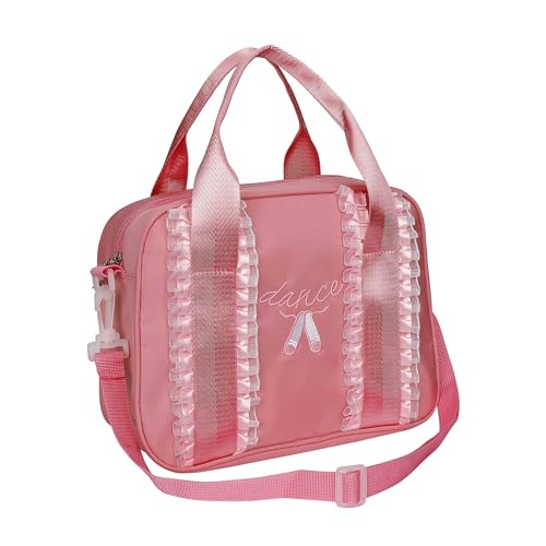 Jesustree Kinder Tanztasche, Sporttasche Mädchen Schule Gymnastik Rucksack Ballett Tanz Schuhbeutel Kleine Niedliche Stickerei,Petit Umhängetaschen mit Wasserdicht, Rosa von Jesustree
