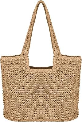 Jesustree Stroh Handtasche Damen Sommer Strandtasche Handarbeit Umhängetasche Böhmische Schultertasche für Damen Urlaub Reise Täglicher Gebrauch (Braun) von Jesustree