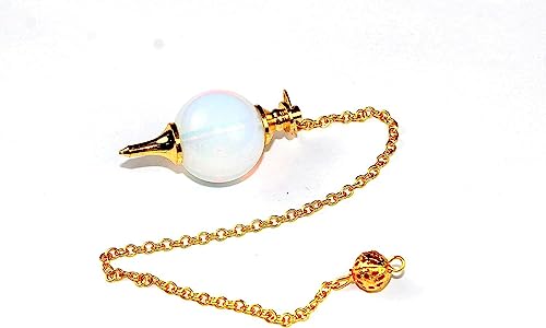 Jet International Opalite Sphere Ball Pendel Vergoldeter Opal Geschnitzte handgefertigte antike Indien Reiki Wünschelrute Heil Chakra Balancing Bild ist nur eine Referenz. von Jet International