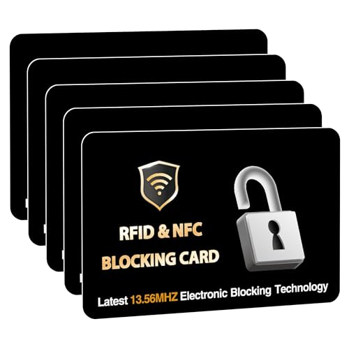 Jet International RFID-Karten, 5 Stück, eine Karte, schützt die gesamte Brieftasche, Geldbörse für Männer und Frauen, NFC kontaktlose Bank-, Debit-, Kreditkartenschutz, Ausweis, Geldautomaten von Jet International