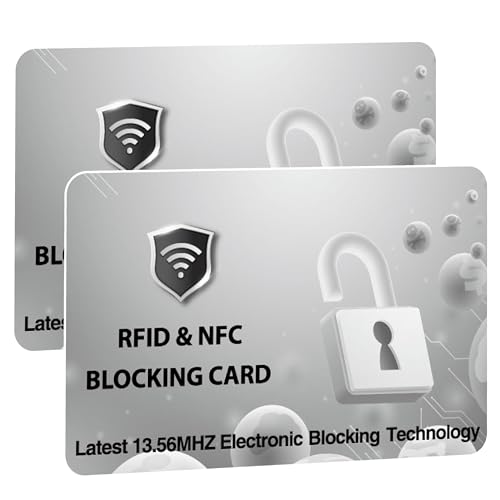 Jet International RFID-blockierende Karten, schützt die gesamte Brieftasche/Geldbörse, NFC-/kontaktloser Bankkartenschutz, Grau, 2 Stück von Jet International