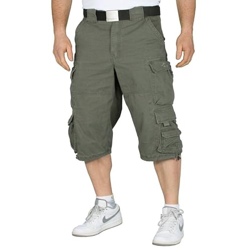 Jet Lag Cargo-Short 3/4 Kurze Hose 007 div. Farben inkl. F524 Camo Schlüsselband (S (30), Olive) von Jet Lag