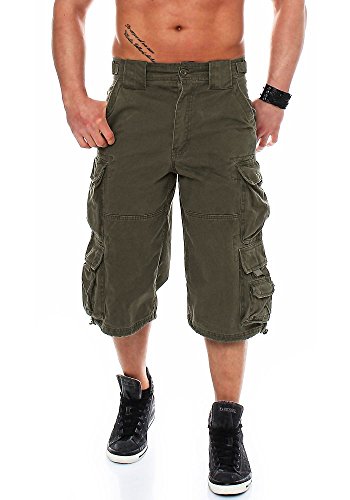 Jet Lag Cargo Shorts 007 B mit Seitentaschen in schwarz beige Cement Navy Olive Jeans (5XL, Olive) von Jet Lag