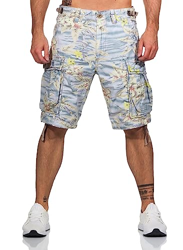 Jet Lag Cargo Shorts 17-131 mit floralem Muster - Flower Green, Flower Blue, Hawaii Flower, Farbe:Purple Hawai Flower, Größe:W40 von Jet Lag