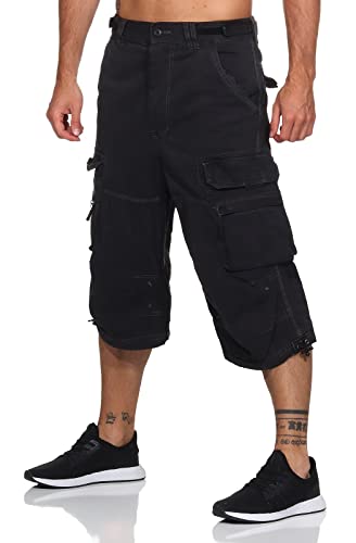 Jet Lag Herren 3/4 Cargo Shorts Safety B Kurze Hose mit Seitentaschen Black XL von Jet Lag