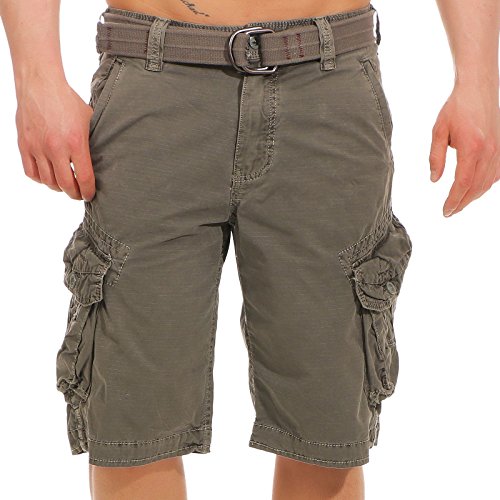 Jet Lag Herren Cargo Shorts Bermuda Take Off 3 (18) Kurze Hose mit Canvas-Gürtel Dark Grey W32 von Jet Lag