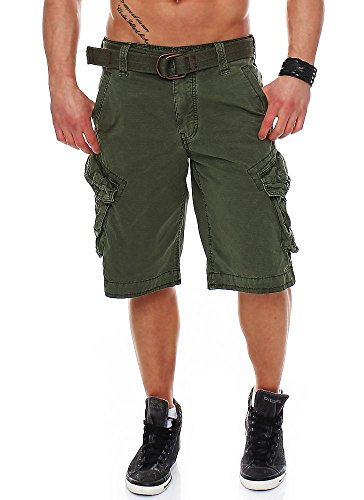 Jet Lag Herren Cargo Shorts Take off 3 (16) mit Gürtel olive W32 von Jet Lag