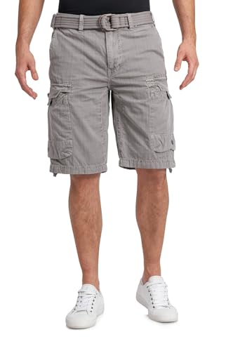 Jet Lag Herren Cargo Shorts mit Gürtel 24-975 Bermuda Knielang Loose Fit Steeple Grey W38 von Jet Lag