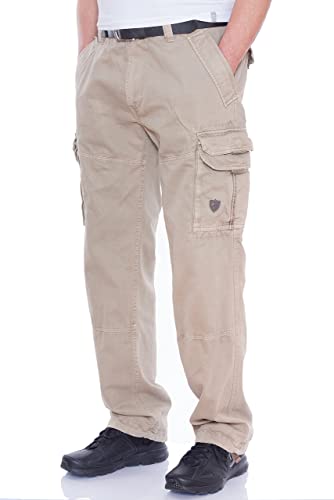 Jet Lag Herren Cargohose 20-647 Long Outdoor Seitentaschen Männerhose, Farbe:Vintage Khaki, W33, L32 von Jet Lag