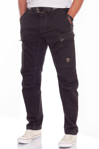 JET LAG Herren Cargohose 21-780 schlank geschnitten, Farbe:Schwarz, W33, L34 von JET LAG