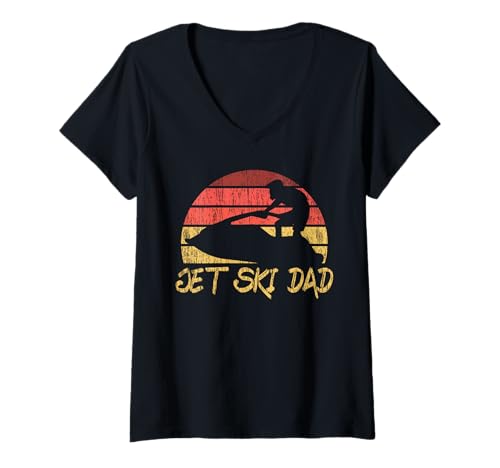 Damen Jet Ski Vater Vintage T-Shirt mit V-Ausschnitt Damen Jet Ski Vater Vintage T-Shirt mit V-Ausschnitt von Jet Ski Gift Jetski
