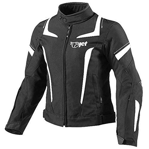 Jet Motorcycle Motorradjacke Frauen Damen Sommer Winter Gepanzerte Textilwasserdichte ELEKTRA (L (12/14), Weiß) von Jet