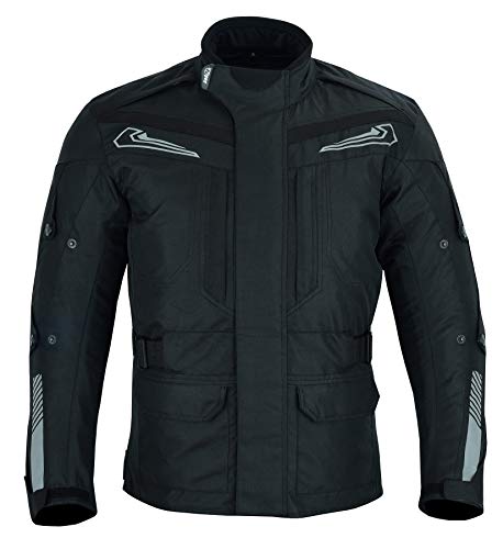 Jet Motorcycle Motorradjacke Herren Textilwasserdichte Gepanzerte Mittlere Länge Multifunktional PANTHER (Schwarz, M) von Jet