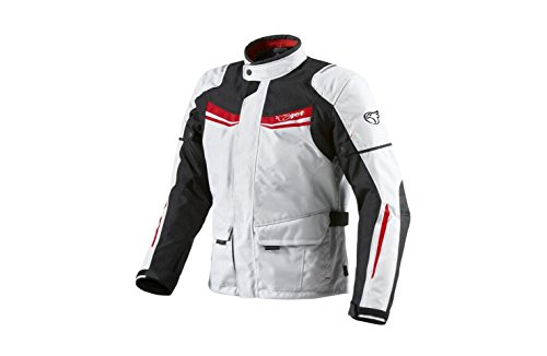 Jet Motorradjacke Herren Mit Protektoren Textil Wasserdicht Winddicht Aquatex (L (EU 50-52), Weiß Rot) von Jet