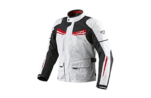 Jet Motorradjacke Herren Mit Protektoren Textil Wasserdicht Winddicht Aquatex (M (EU 48-50), Weiß Rot) von Jet