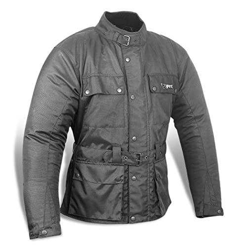 Jet Motorradjacke Herren Mit Protektoren Textil Wasserdicht Winddicht Vintage Retro Klassiker (S (EU 46-48), Grau) von Jet