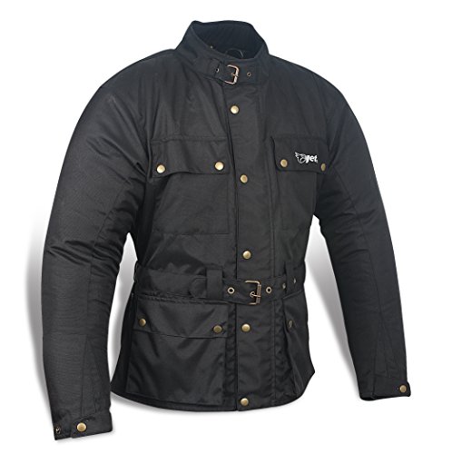 Jet Motorradjacke Herren Mit Protektoren Textil Wasserdicht Winddicht Vintage Retro Klassiker (XL (EU 52-54), Schwarz) von Jet