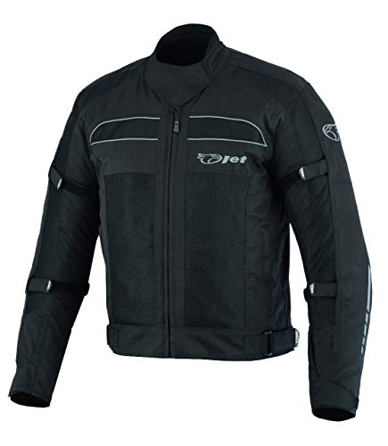 Jet Motorradjacke Sommer Herren Mesh Mit Protektoren Air Flow COLT (3XL (EU 56-58), Schwarz) von Jet