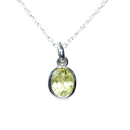 Jete Zitronenquarz Anhänger mit 925 Sterling massivem Silber 9 x 7 mm natürlicher Edelstein Charm Medaillon für Frauen Mädchen, Edelstein, Lemonquarz von Jete