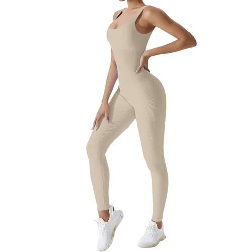 Jetjoy Sport Jumpsuit Damen Eng Ärmellos Einteiler Overall Romper Bodysuit Outfits für Yoga Workout Alltag von Jetjoy
