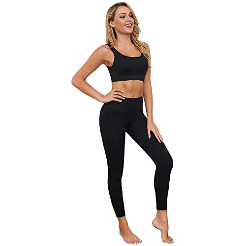 Jetjoy Damen Sportanzüge Jogginganzug 2 Stücke Nahtlose Sport Crop Tank und Gym Leggings Workout Set Damen Yoga Outfit Fitness Bekleidung Trainingsanzug Sport Set von Jetjoy