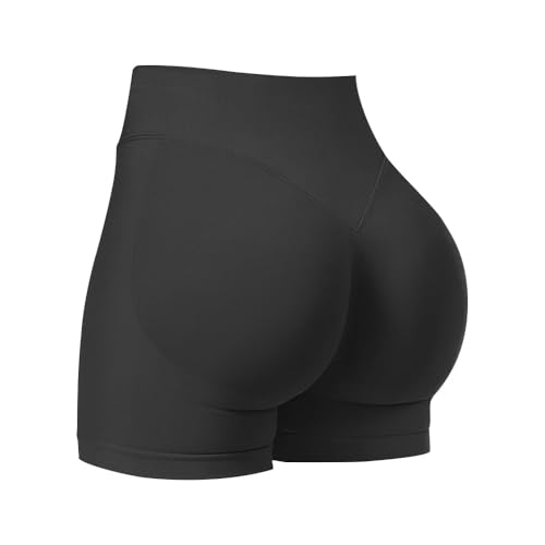 Jetjoy Damen Sport Shorts Impact Nahtlose Auswirkungen Workout Shorts 4.5" Scrunch Butt Lifting Gym Radlerhose Laufen Kurze Sporthose von Jetjoy