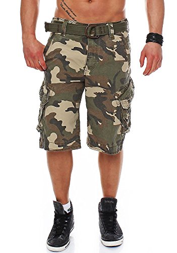 Jet Lag Herren Cargo Shorts Take off 3 (16) mit Gürtel army green camouflage W34 von Jetlag