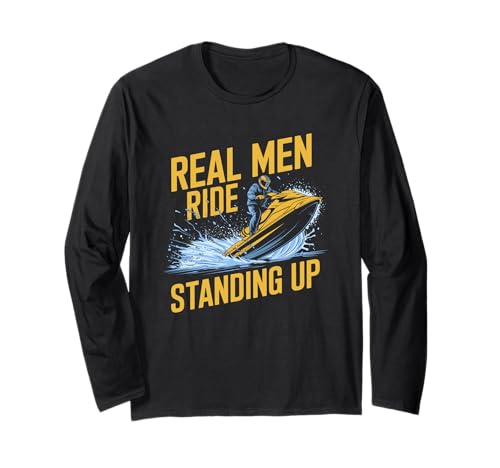 Echte Männer fahren Jetski im Stehen - Sommer Spruch Langarmshirt Echte Männer fahren Jetski im Stehen - Sommer Spruch Langarmshirt von Jetski Männer See Crew