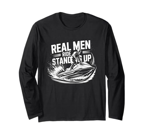Echte Männer fahren Jetski im Stehen - Sommer Spruch Langarmshirt Echte Männer fahren Jetski im Stehen - Sommer Spruch Langarmshirt von Jetski Männer See Crew
