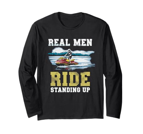 Echte Männer fahren Jetski im Stehen - Sommer Spruch Langarmshirt Echte Männer fahren Jetski im Stehen - Sommer Spruch Langarmshirt von Jetski Männer See Crew