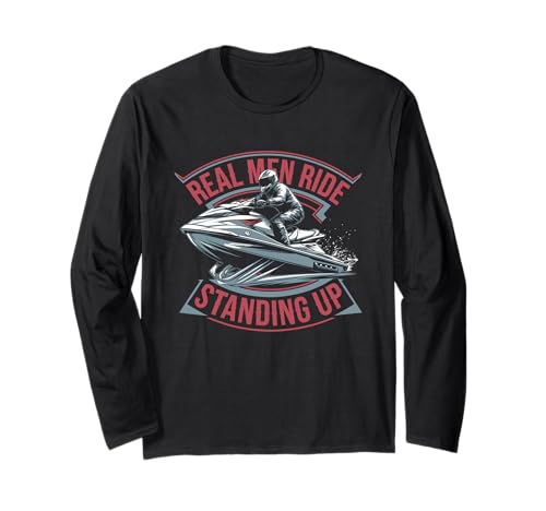 Echte Männer fahren Jetski im Stehen - Sommer Spruch Langarmshirt Echte Männer fahren Jetski im Stehen - Sommer Spruch Langarmshirt von Jetski Männer See Crew